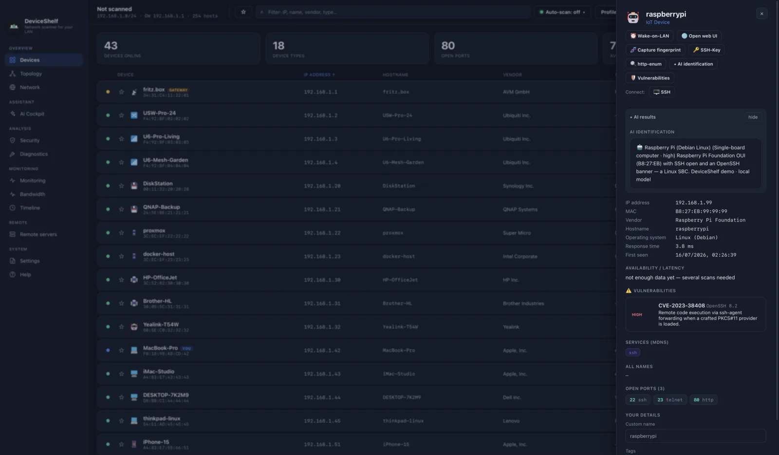 AI device identification in DeviceShelf