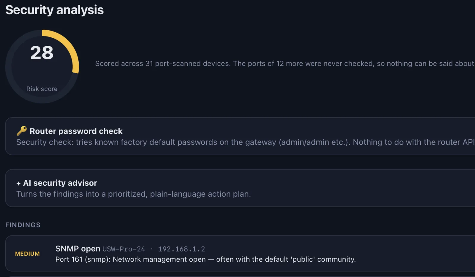 Security report in DeviceShelf