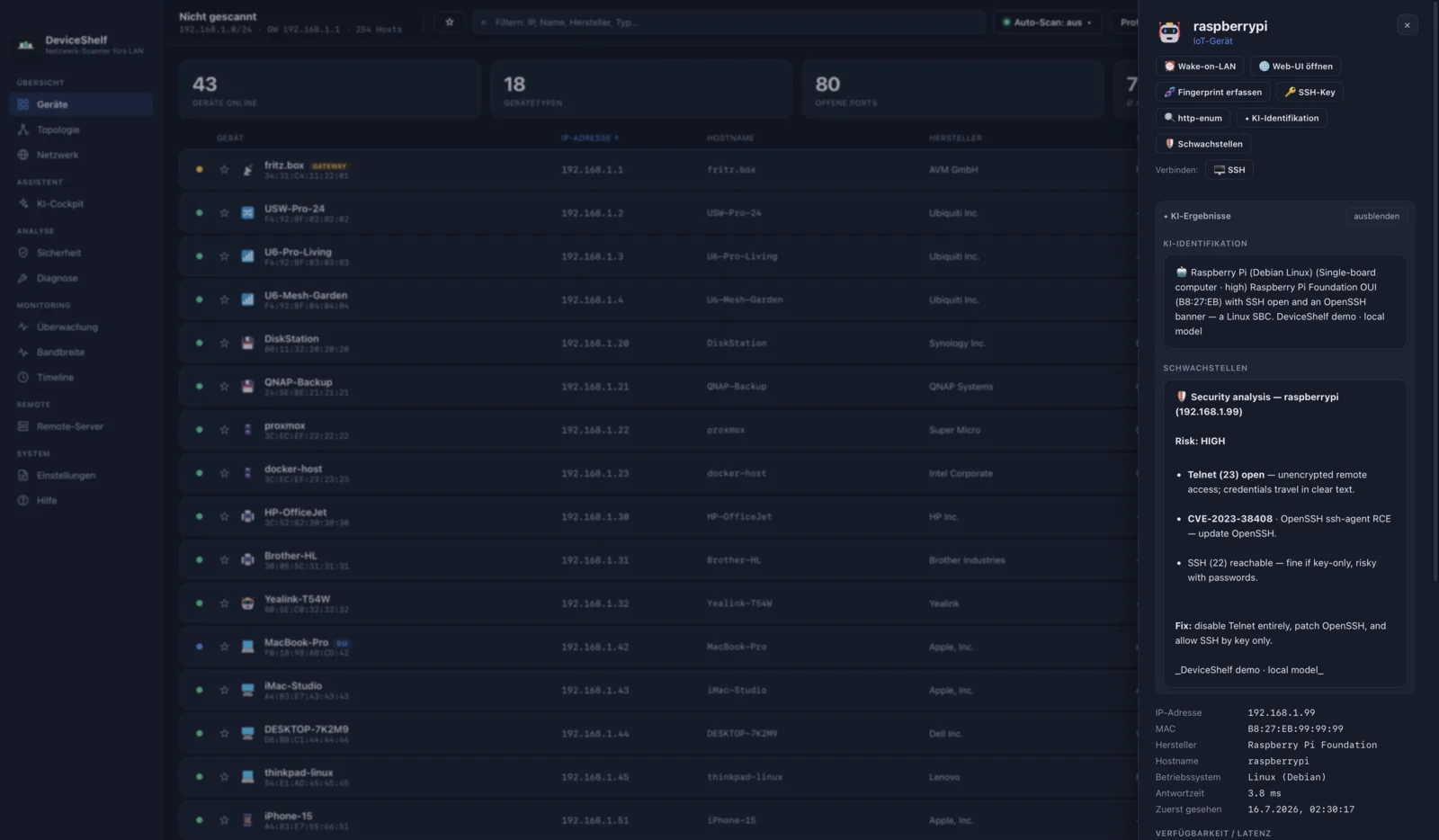 Per-device CVE analysis in DeviceShelf